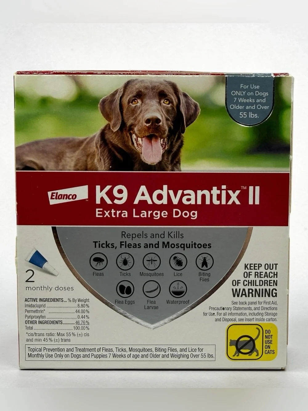K9 Advantix II XL Dog Flea Tick Mosquito Treatment 2-Month Over 55 lbs 2 Dose